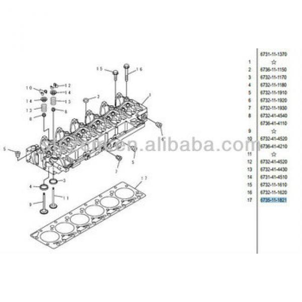 6735-11-1821,cylinder head SAA6D102 engine part #1 image