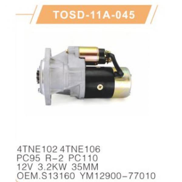 S13160 YM12900-77010 starter motor for 4TNE102 4TNE106 PC95 R-2 PC110 Excavator 12V 3.2KW 35MM #1 image