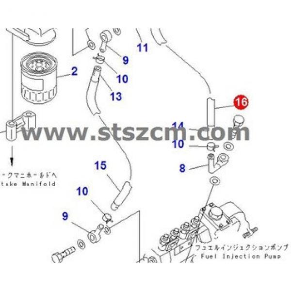 Excavator part fuel filter connector hose 07286-01923 on PC78UU-6/PC130-7 #1 image