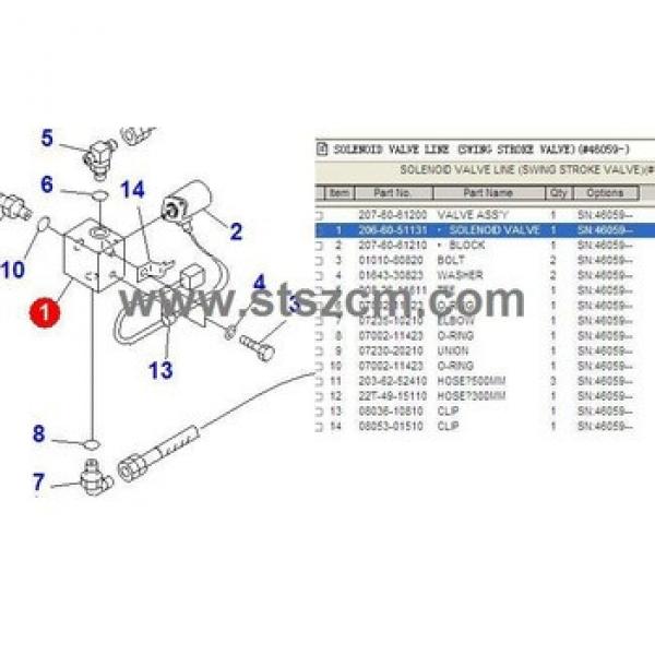 Excavator part on PC200-6/PC120-6/PC210-6 SOLENOID VALVE of 206-60-51131 #1 image