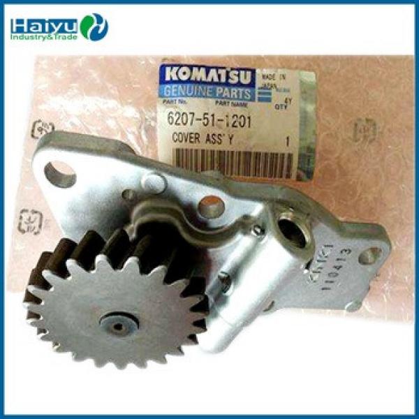 genuine 6D105 diesel car engines parts oil pump 6207--51-1201 for komatsu excavator #1 image